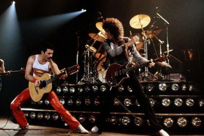 Freddie Mercury and Brian May Performing